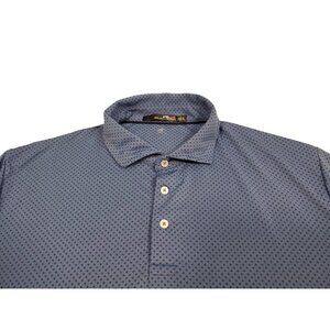 RLX Ralph Lauren Men's XL Blue Geometric‎ Print Short Sleeve Wicking Polo Shirt